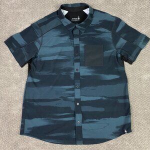 Smartwool Everyday Button Down Shirt Men's Large Black Horizon Print Merino Wool